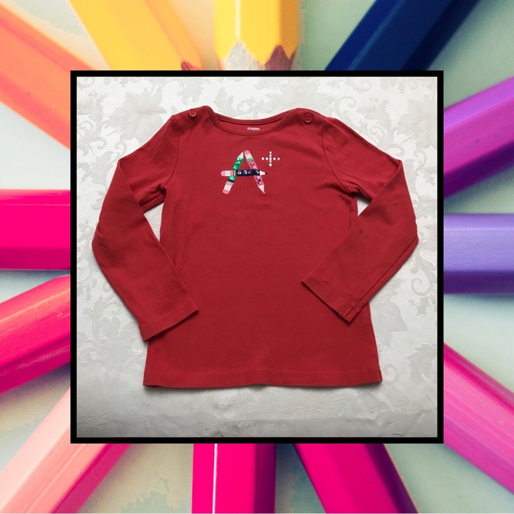 ✏️ Gymboree Shirt A+ Pencils Sequins Embroidered